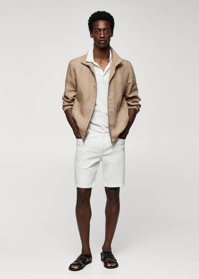 Regular-fit denim bermuda shorts white