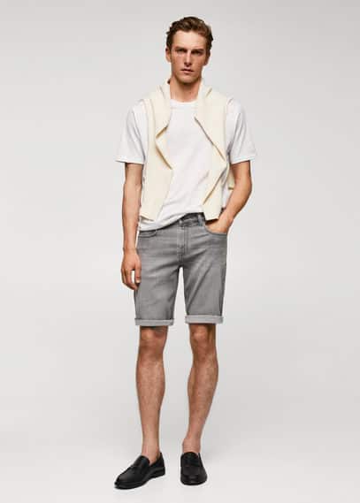 Slim-fit denim bermuda shorts denim grey