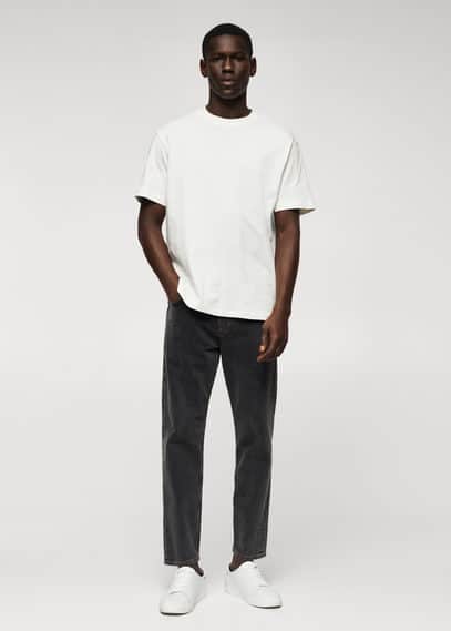 Basic 100% cotton relaxed-fit t-shirt off white
