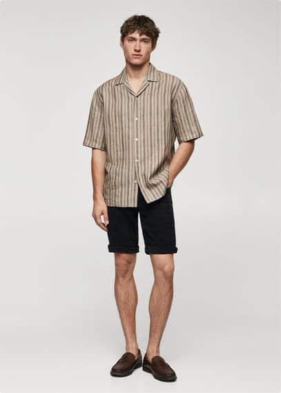 Slim-fit denim bermuda shorts black denim