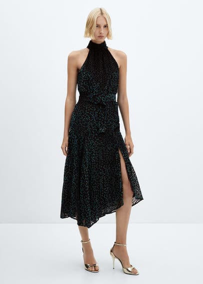 lace dress halter Cadie Halter Corset Slit Lace Formal Dress main image 0