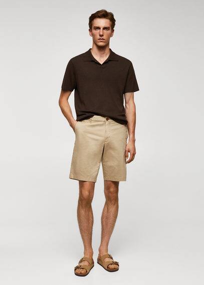 Bermuda slim-fit chino coton