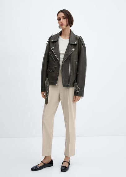 Mango Pantalon Droit Pinces In Beige