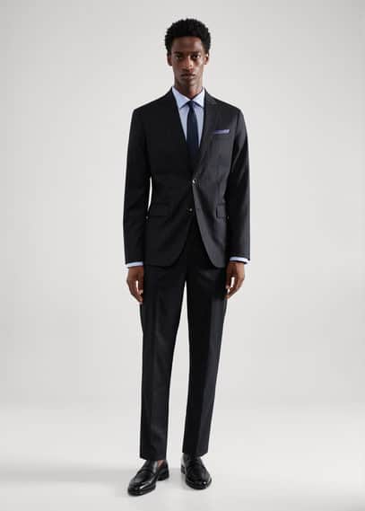Stretch fabric slim-fit suit blazer blue