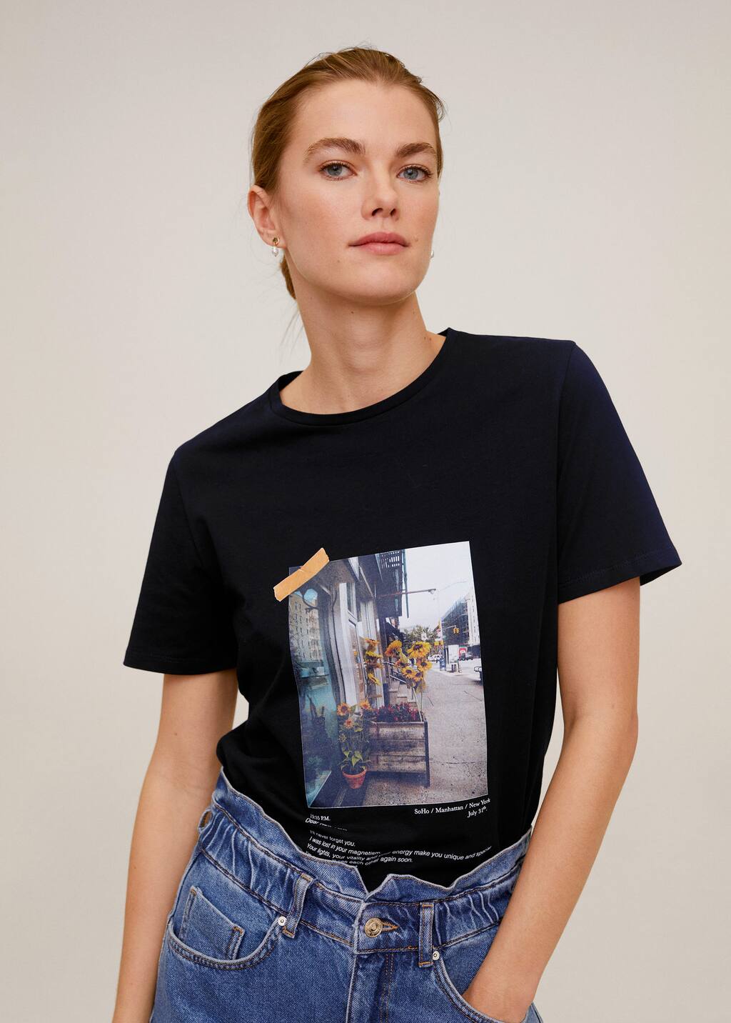Organic printed cotton t-shirt - Women | Mango United Kingdom