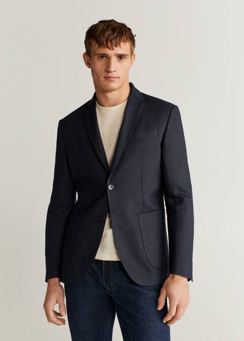 Slim Fit Velvet Suit Blazer Man Mango Man Singapore