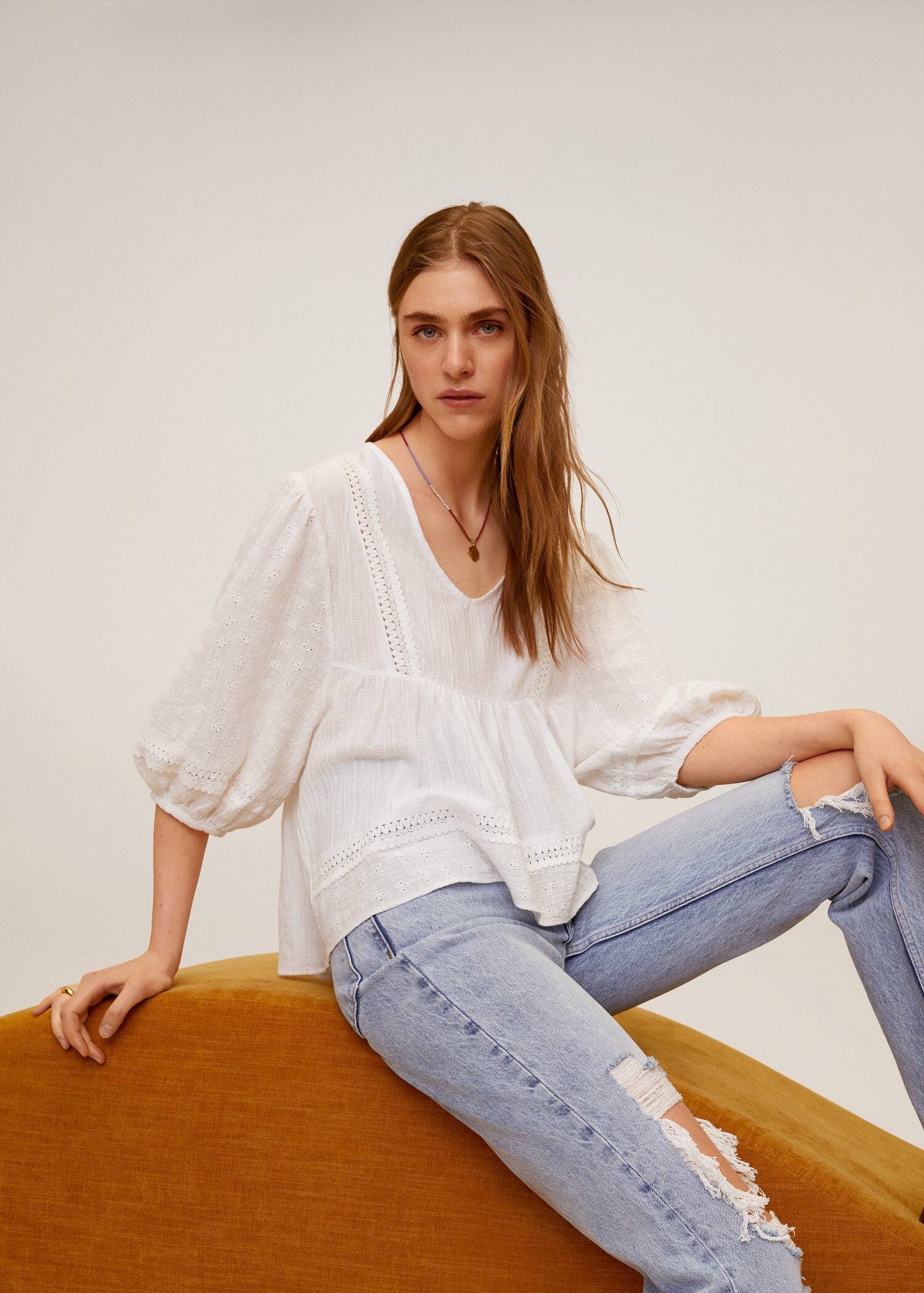 Manga Larga Camisetas Y Tops De Mujer 2020 Mango Espana