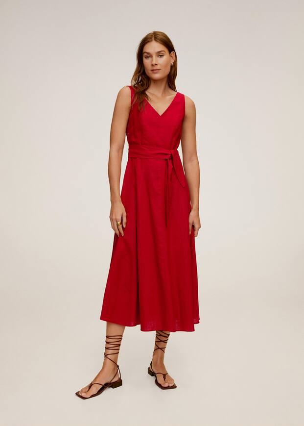 Robe midi lin - Plan moyen