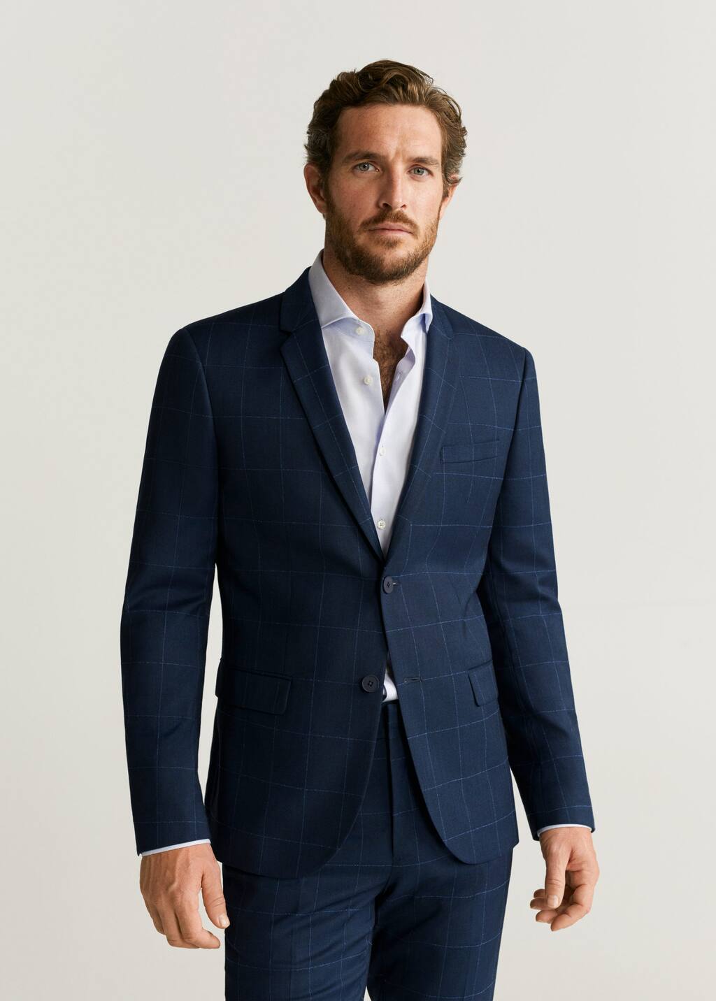 Super Slim Fit Checked Tailored Blazer Man Mango Man Singapore