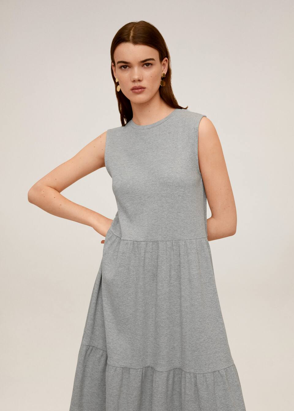 Ruffled Ribbed Dress Woman Mango Hungary