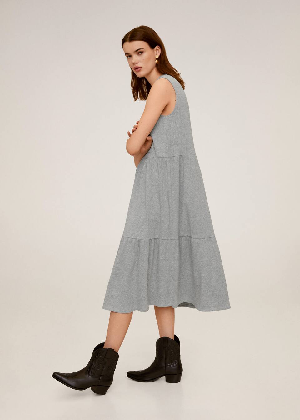 Ruffled Ribbed Dress Woman Mango Hungary