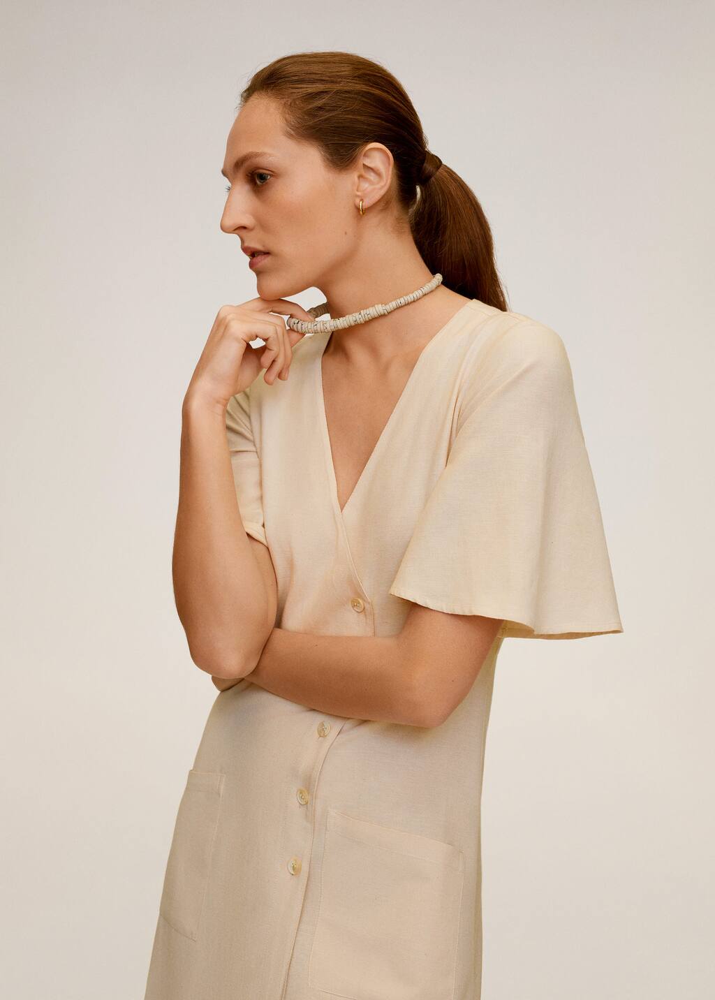 mango buttoned wrap dress