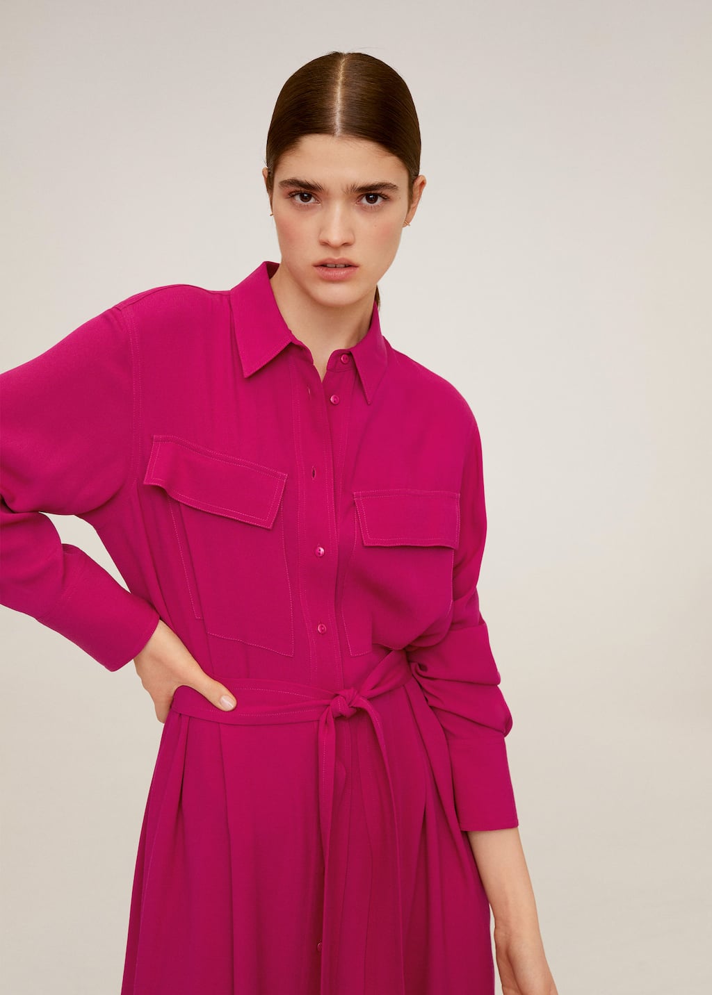 Long sleeve shirt dress with pockets Clearance