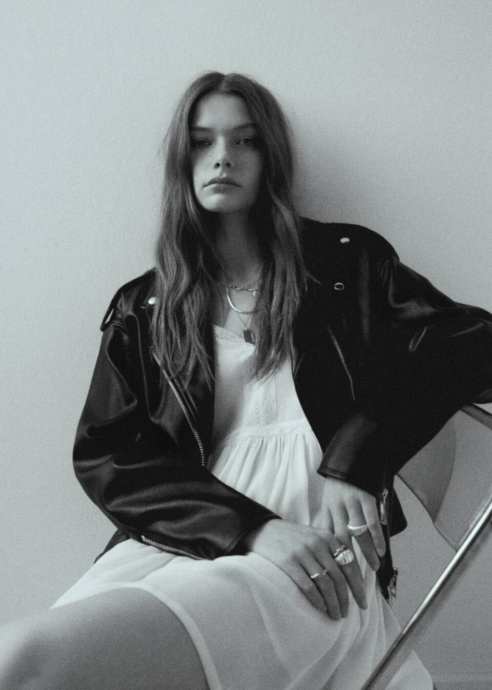 Leathereffect biker jacket Woman Mango Egypt