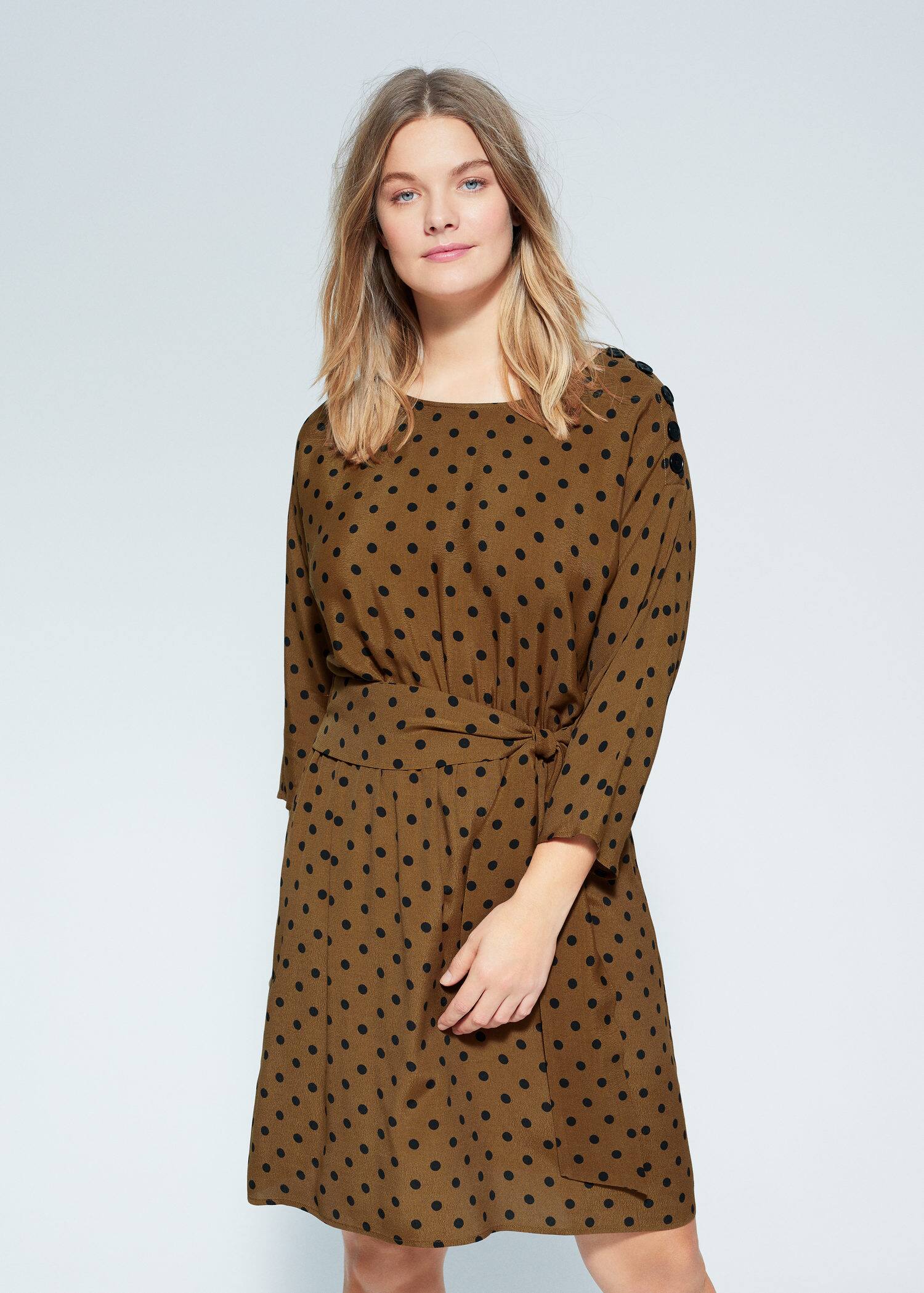 Mango Kleid Braun Mit Punkten Mango Kleid Braun Mit Punkten