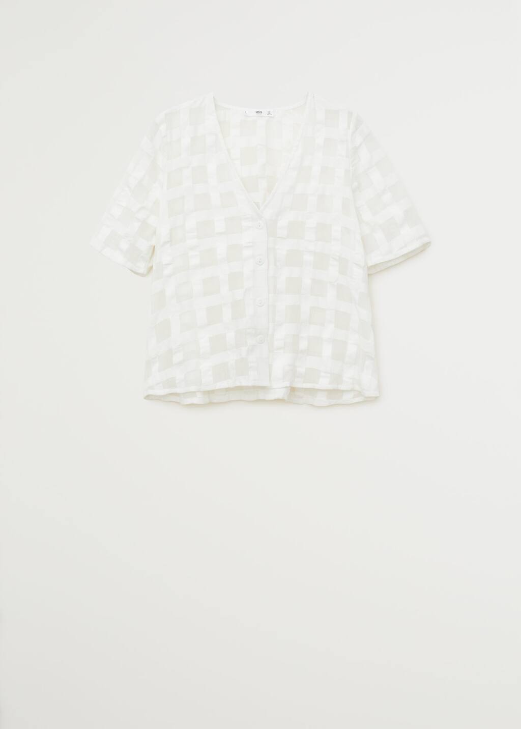 Blusa textura cuadros Mujer | Mango España Blusa textura cuadros Mujer | Mango España