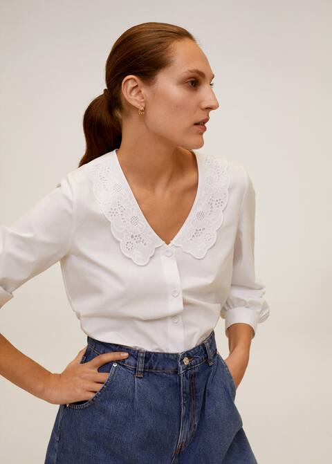 Chemise col claudine - Femme | Mango France