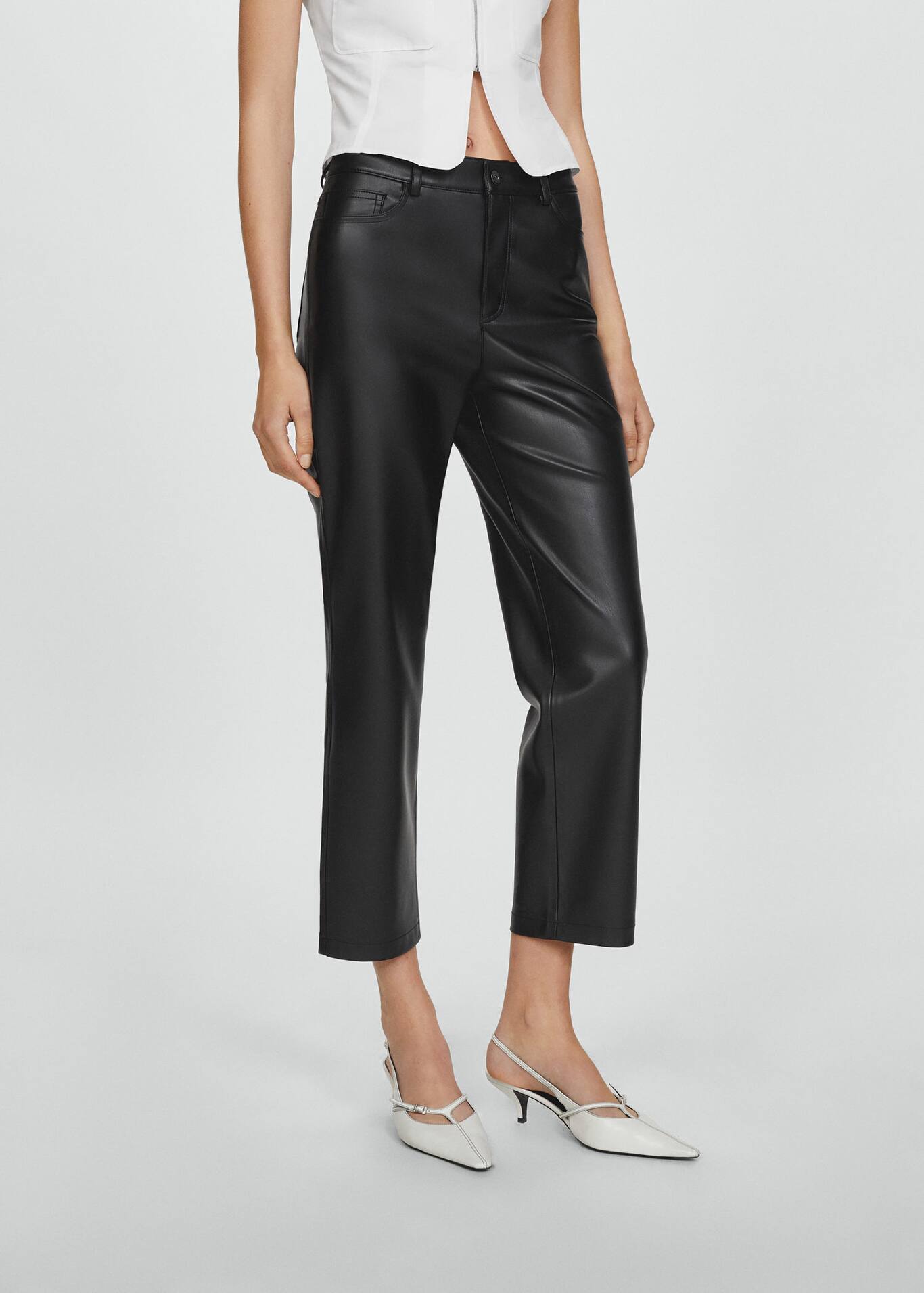 Leathereffect straight trousers Woman Mango Canada