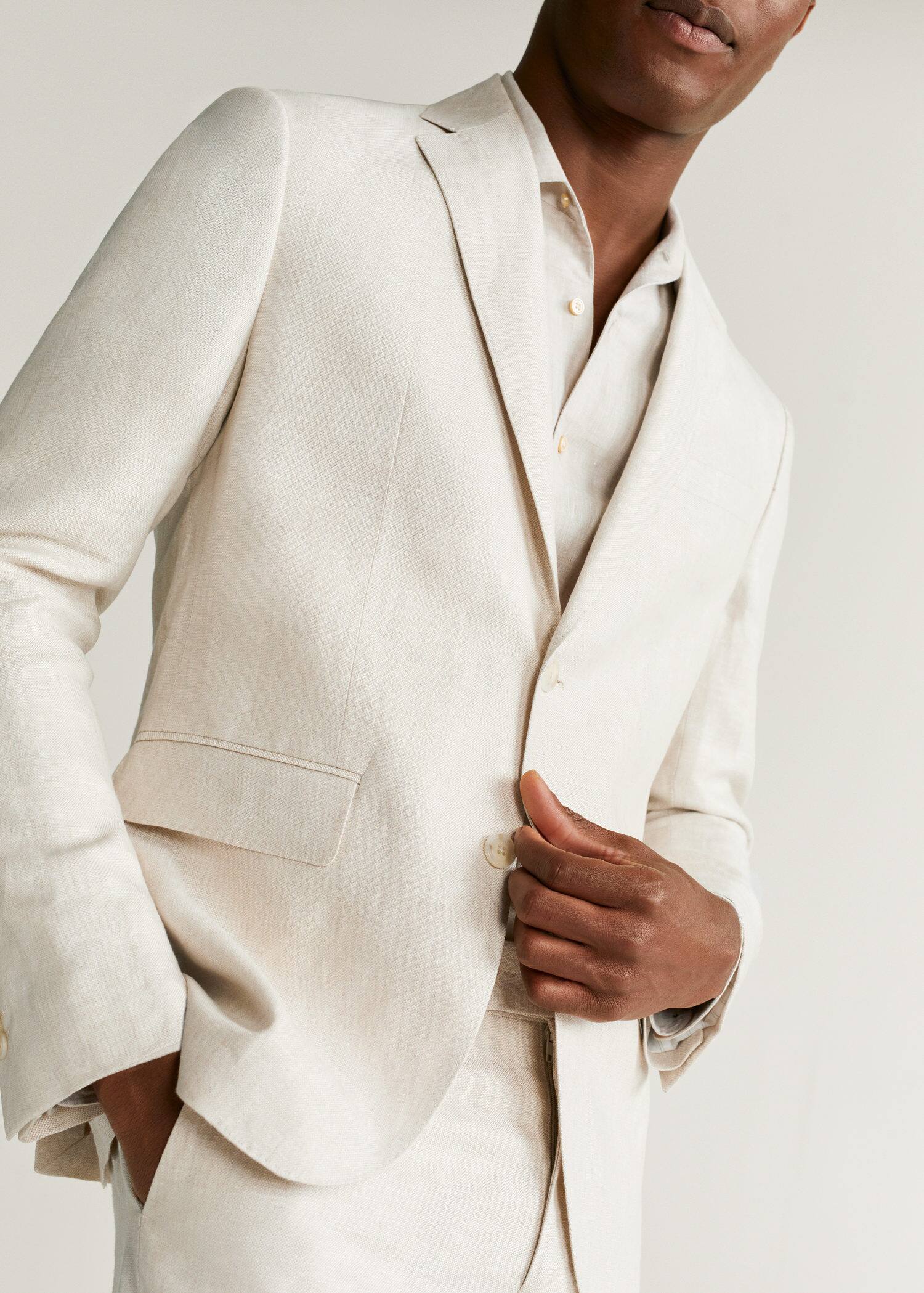 Giacca Completo Slim Fit Lino Uomo Mango Man Italia