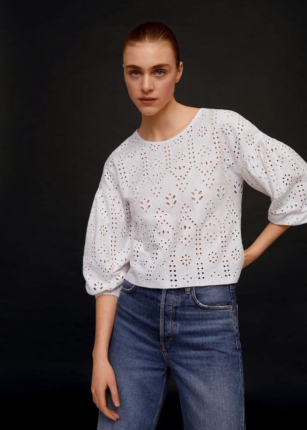 Openwork detail blouse