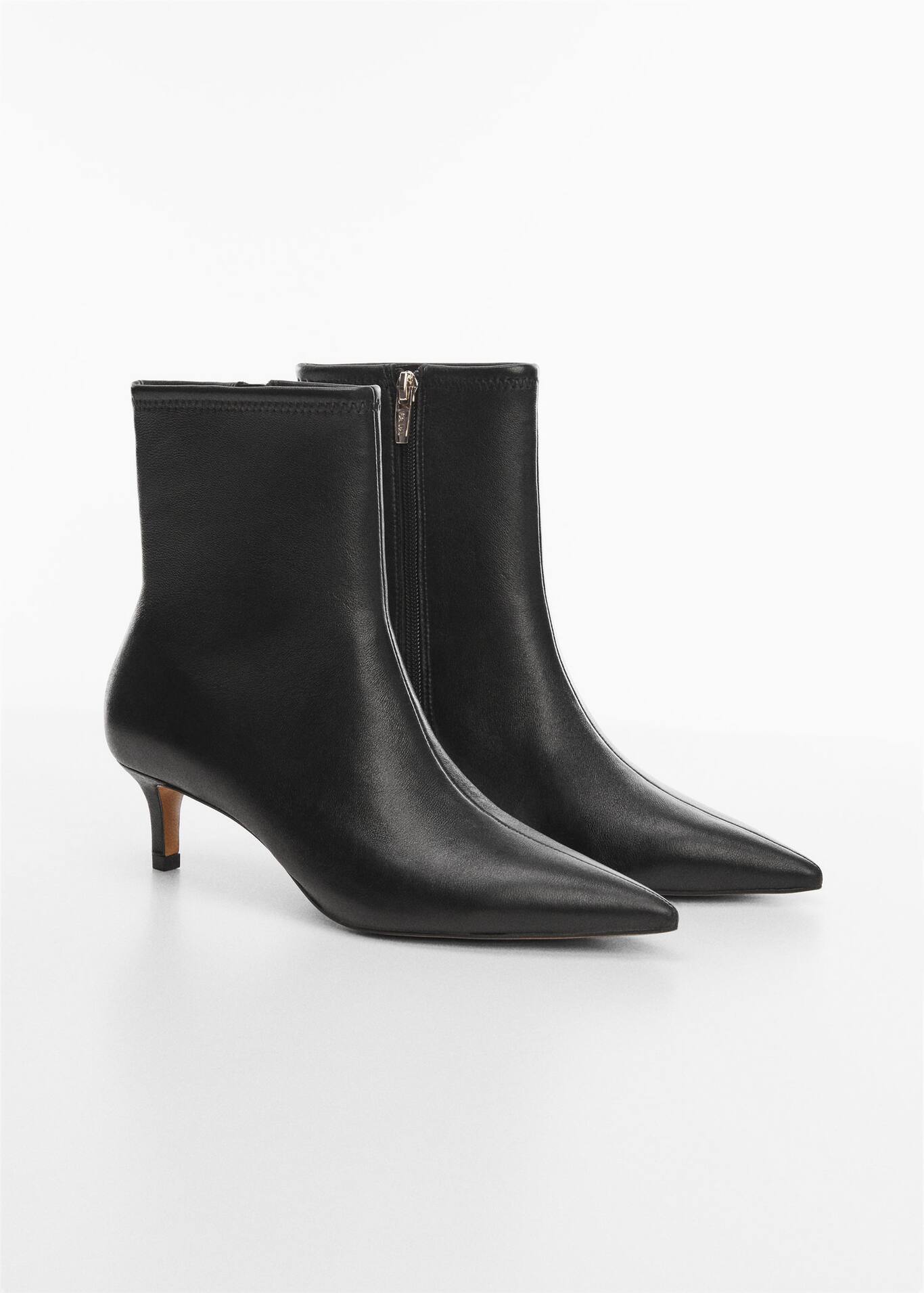 Leather boots with kitten heels - Woman | Mango Canada