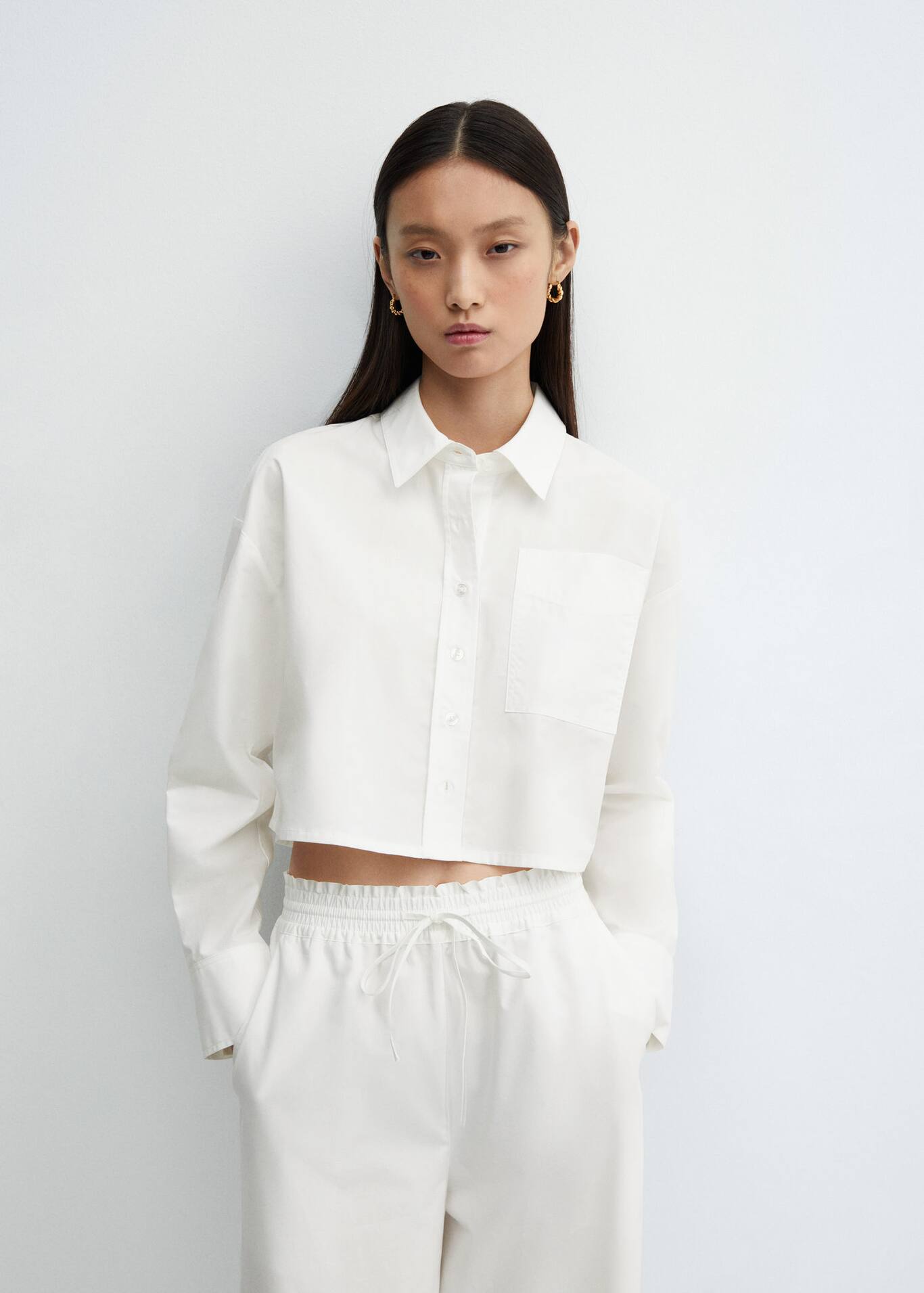 100 cotton crop shirt Woman Mango India