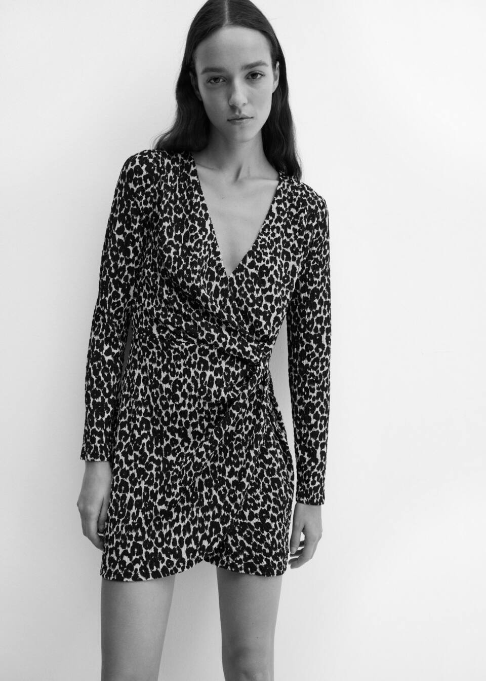 Animal-print textured dress - Women | Mango United Kingdom