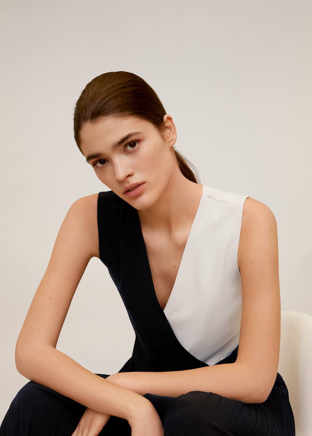 mango pleated bicolor dress