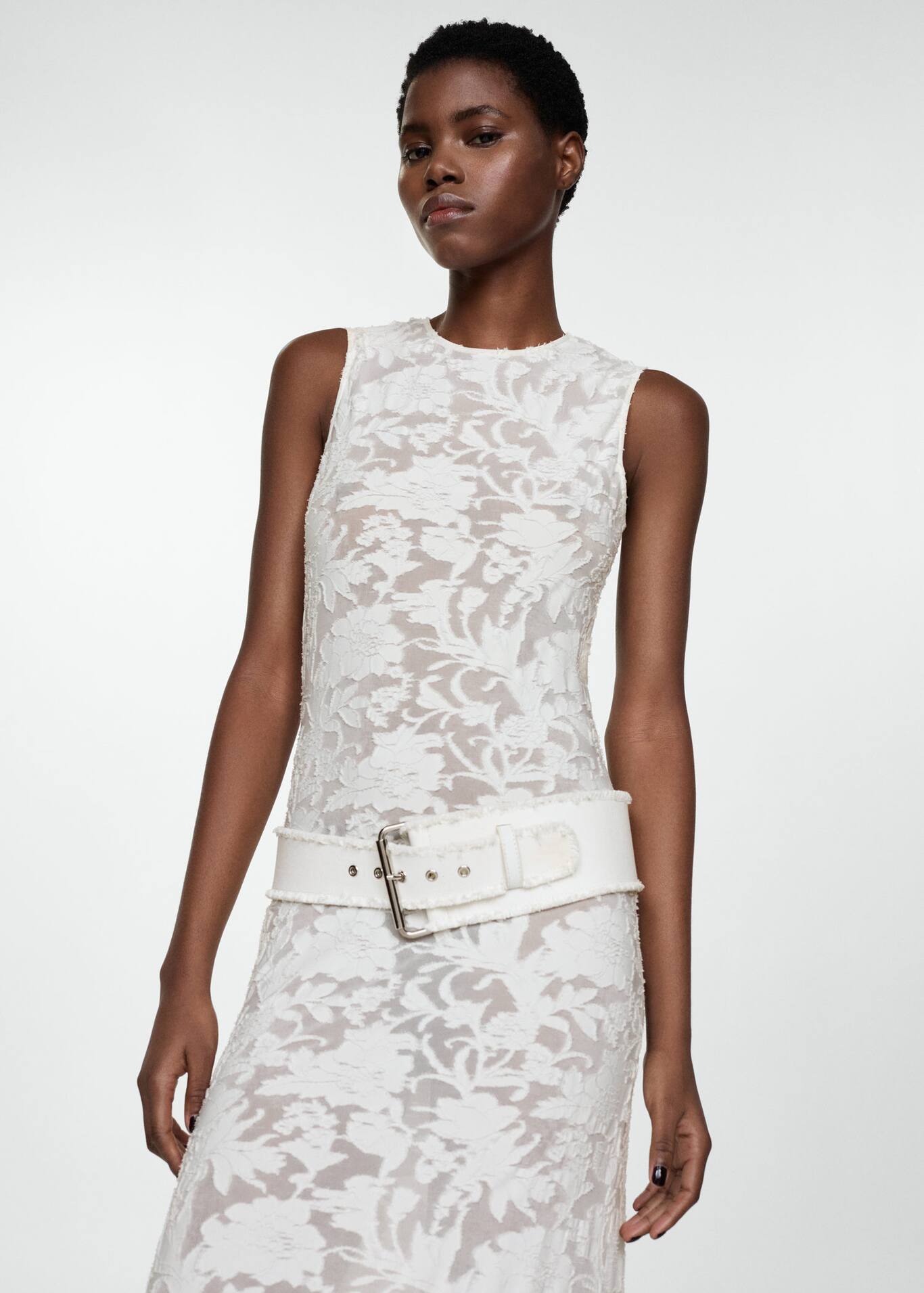 Opening jacquard dress Woman Mango Malta