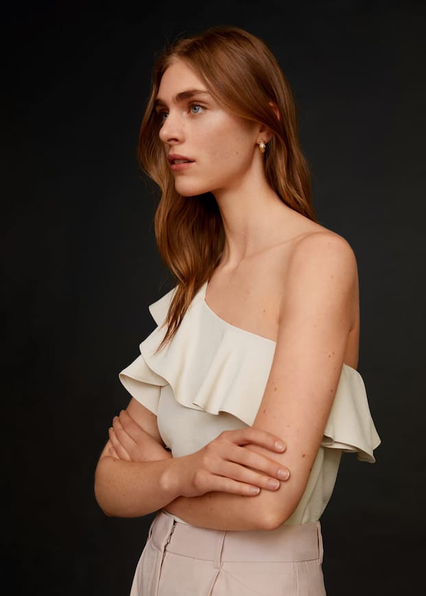 Asymmetric ruffled blouse