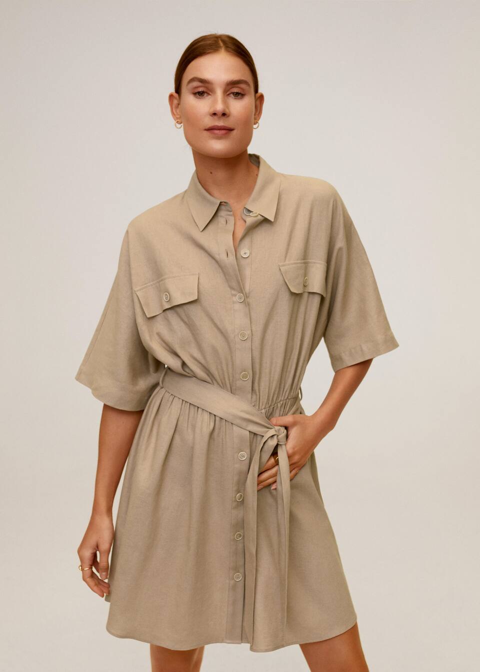 Belt Linen Dress Women Mango United Kingdom