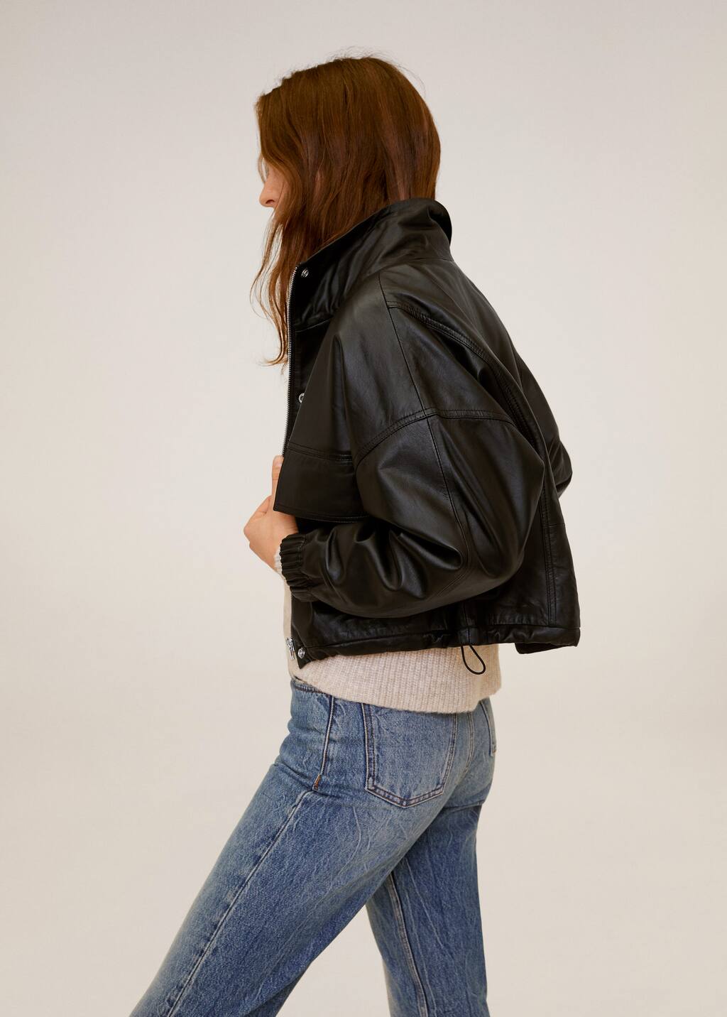 Mango Pocket leather biker jacket 67062526