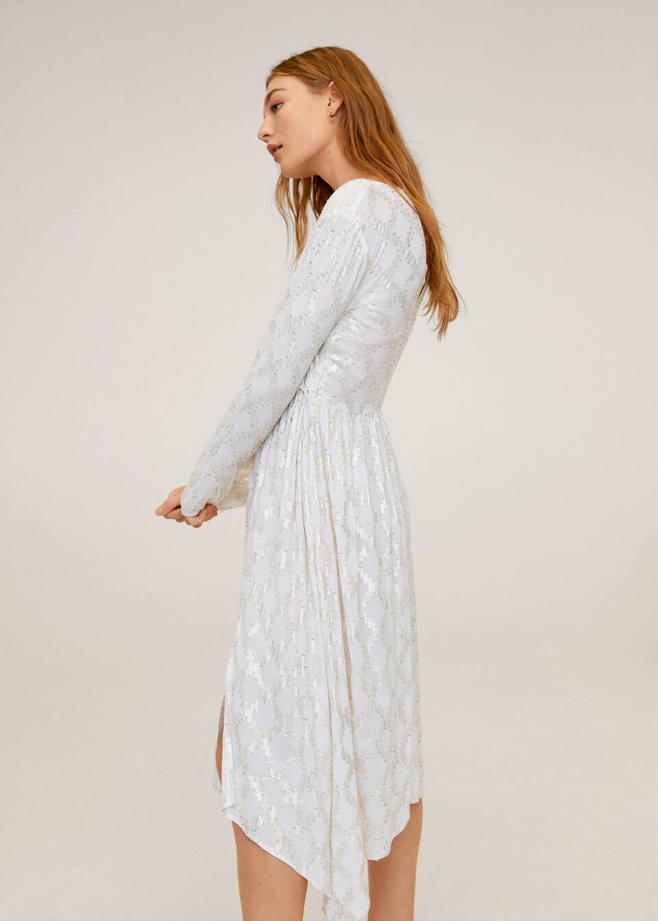 Lange Jurk Met Metaalgaren Dames Mango Suriname