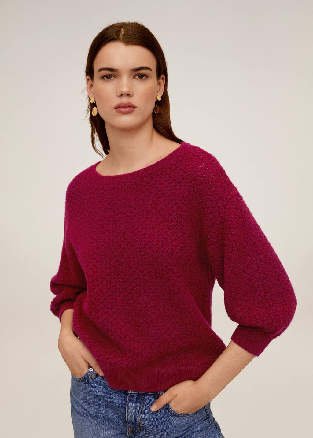 mango openwork knit sweater