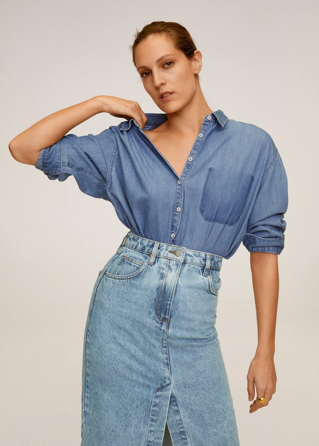 Mango Midi denim skirt 67064761