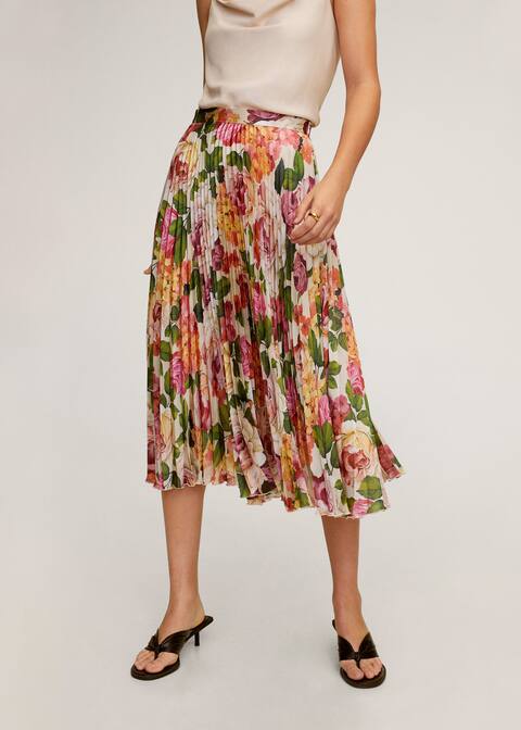 Faltenrock mit blumenmuster - Damen | Mango Deutschland