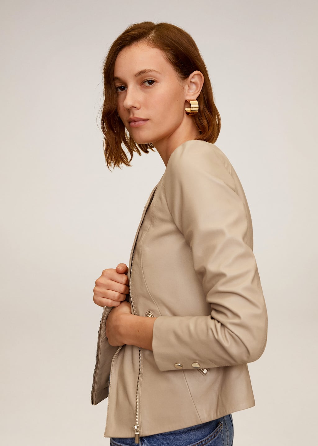 Cuero Mujer Mango Mango Outlet Biker Piel Chaqueta Piel Mango Outlet