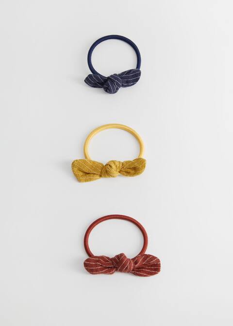 Striped bow hair tie 3 set