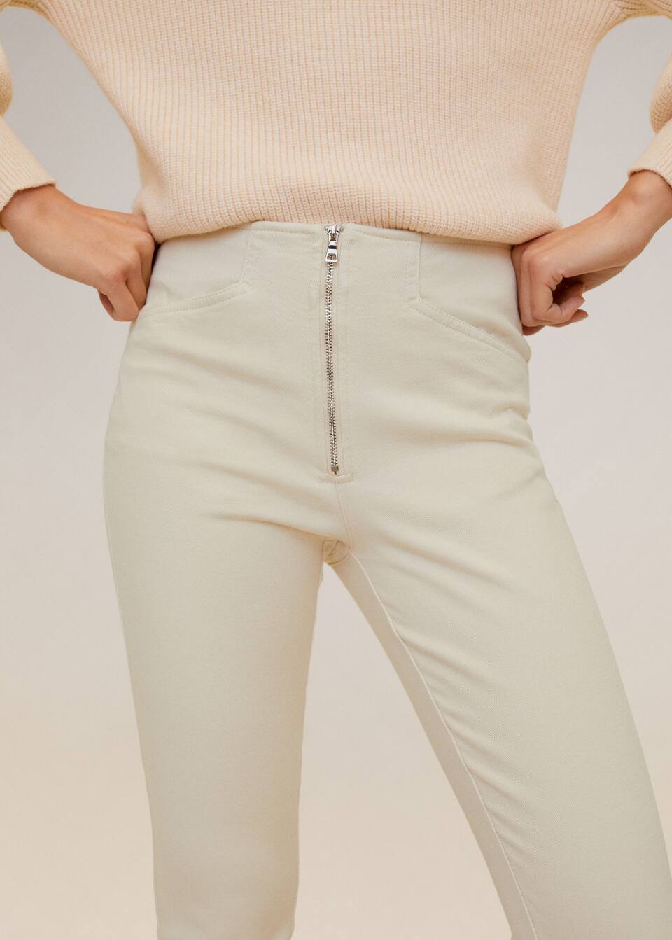 Zip Pocket Slim Fit Trousers Woman Mango Macao