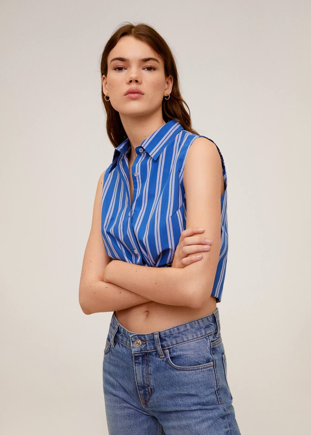 Camisa algodón sin mangas Mujer | Mango España Camisa algodón sin mangas Mujer | Mango España