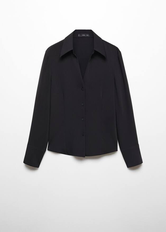 Струящаяся рубашка с декоративными строчками - Женская | МАНГО Казахстан