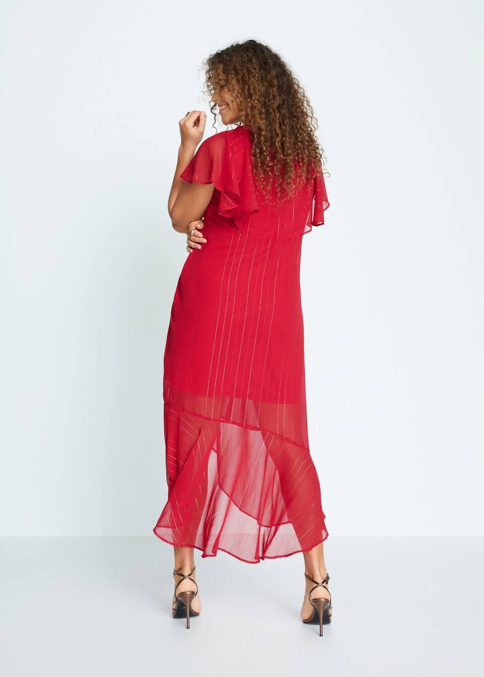 Ruffled Midi Dress Plus Sizes Violeta By Mango Singapore