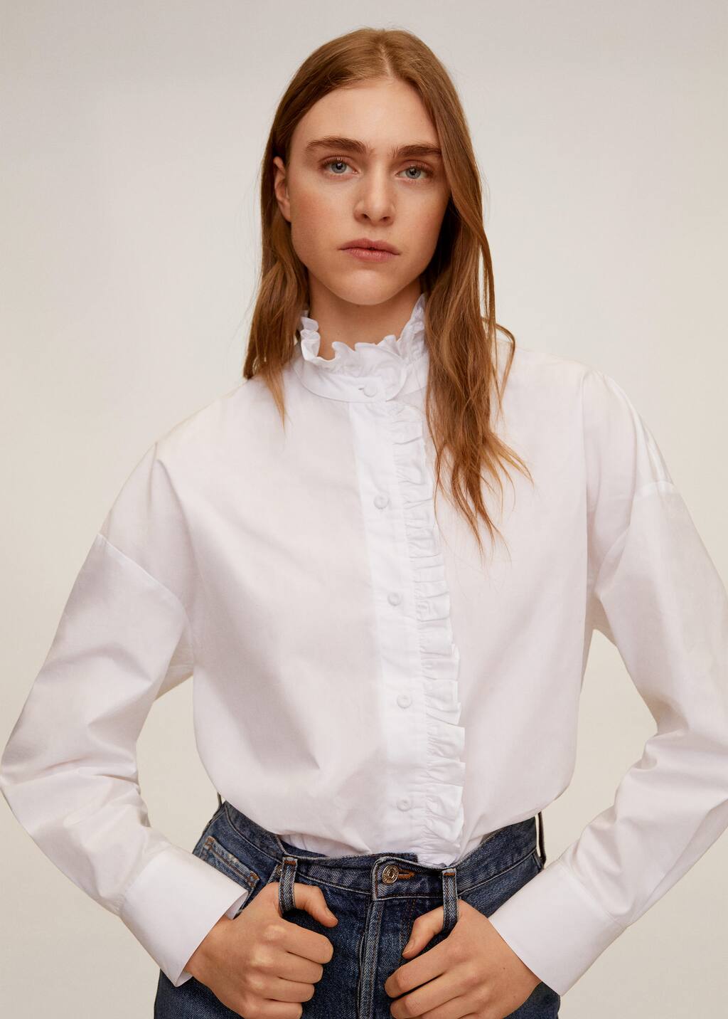 Camisa algodón volantes Mujer | Mango España Camisa algodón Mujer | Mango España