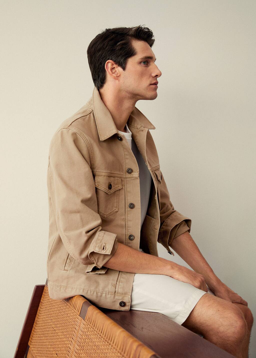 beige denim jacket men