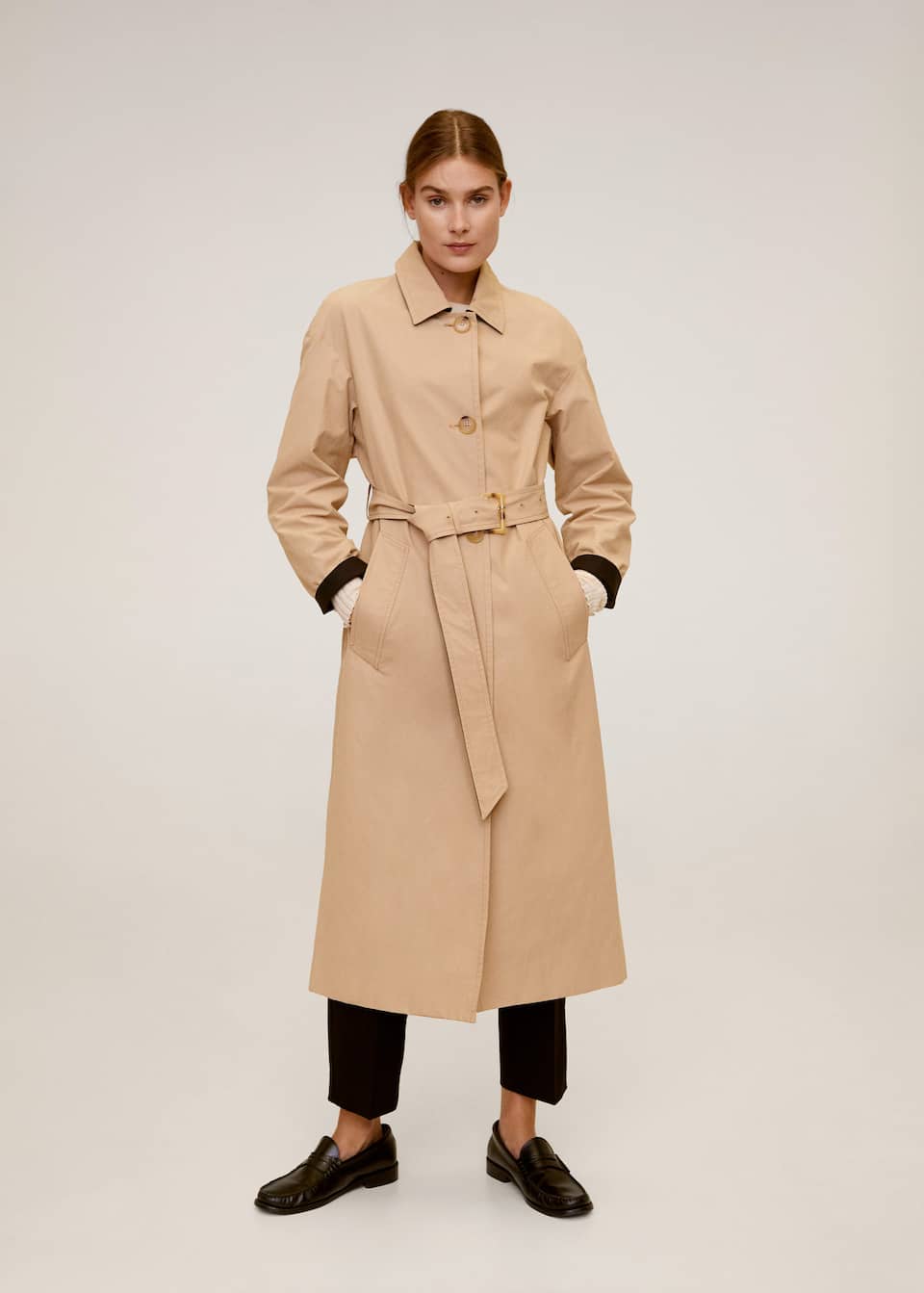 Klassischer Trenchcoat mit Gürtel - Mittlere Ansicht