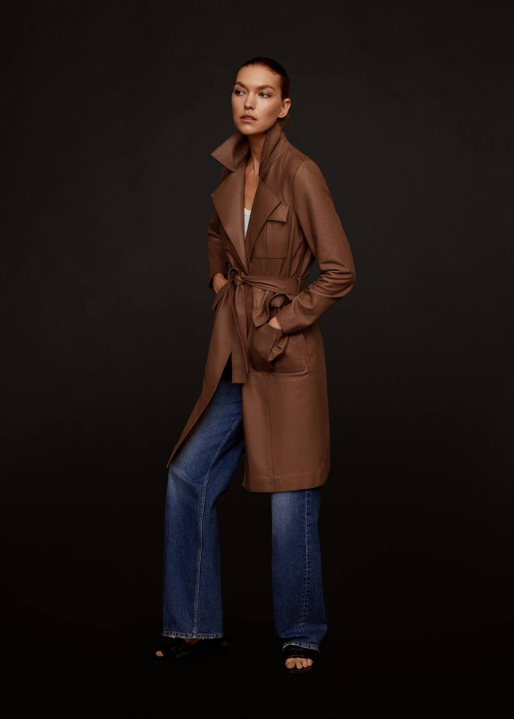 mango leather trench