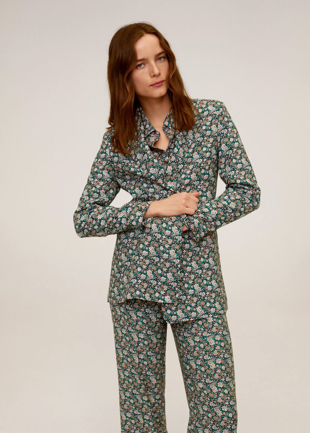 mango veste imprime bleu fonce mango veste imprime bleu fonce