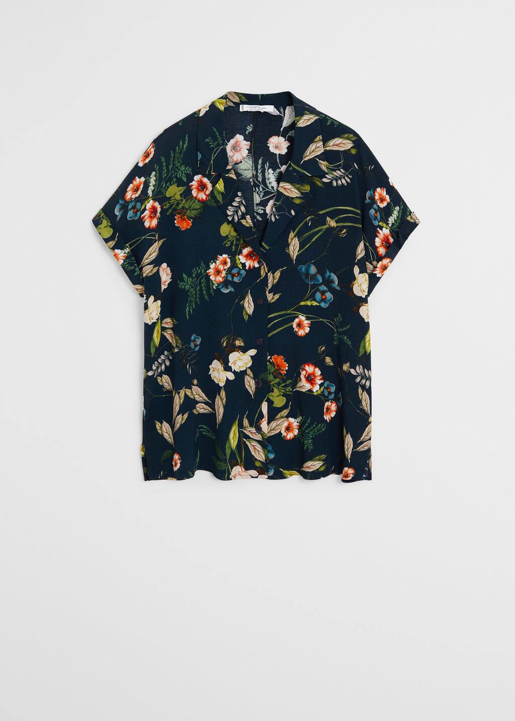 Camisa estampado tropical Tallas grandes | Violeta by Camisa estampada tropical Mujer | Mango España | Camisas