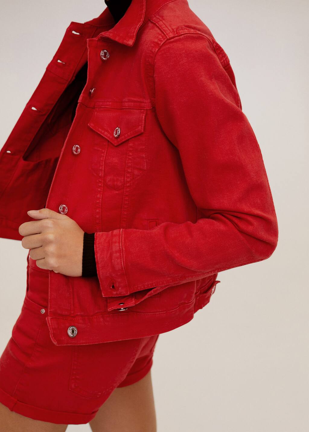mango red denim jacket