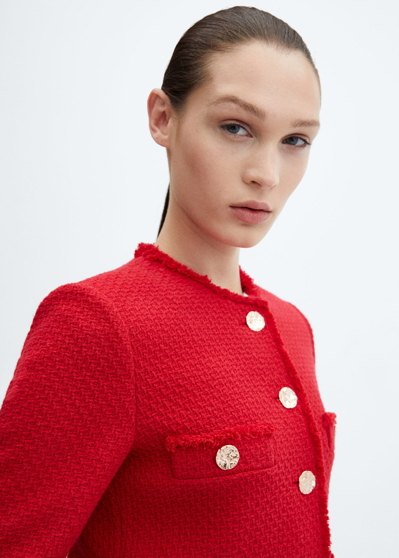 Tweed jacket with metal buttons Woman Mango South Africa